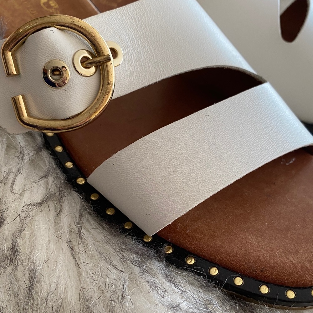 COACH and Four leather strappy White and Gold Slide Sandals - Picture 5 of 12